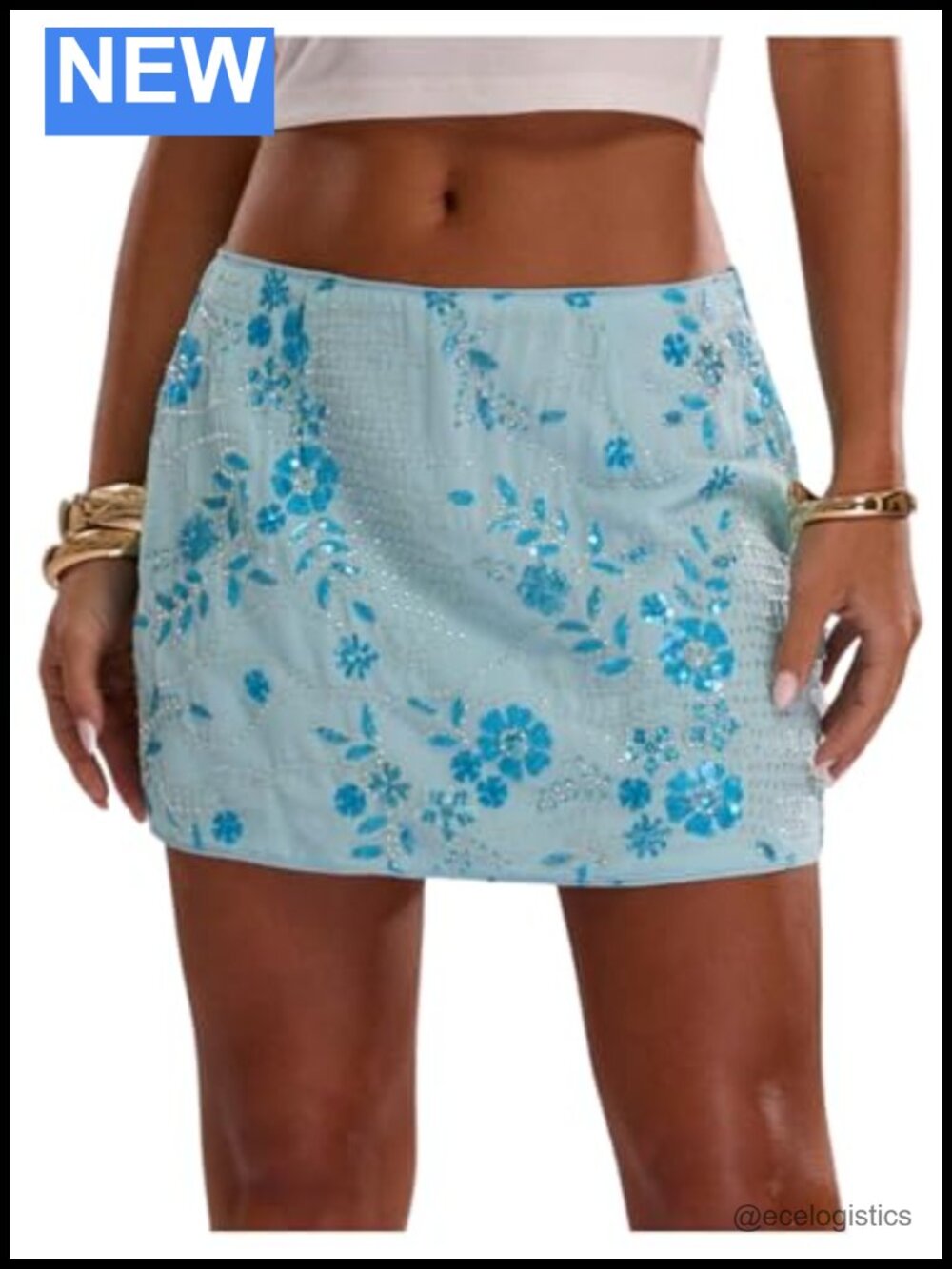 Sequin Floral Embroidered Y2K Party Mini Skirt